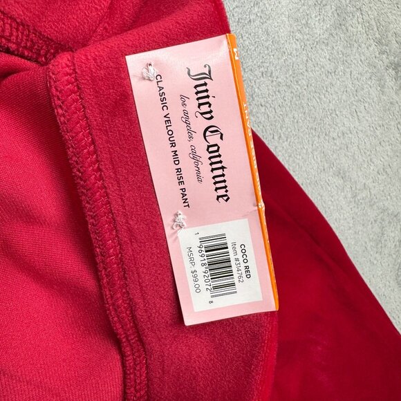New Juicy Couture Classic Velour Tracksuit Set Red Womens Rhinestone Logo Y2K M - Picture 10 of 10